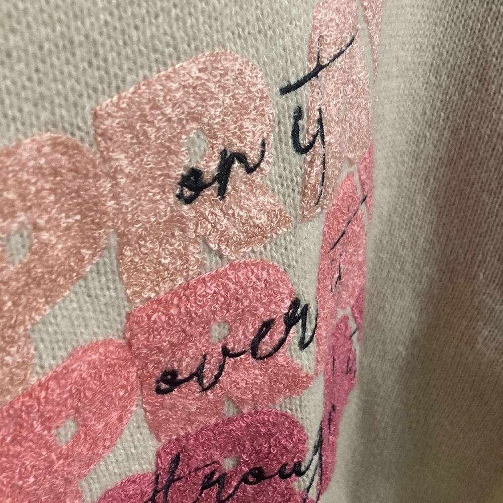 Pray on It Cozy Embellished Sweater, women’s size 2XL, Beige and Pink Oversized - Picture 5 of 11